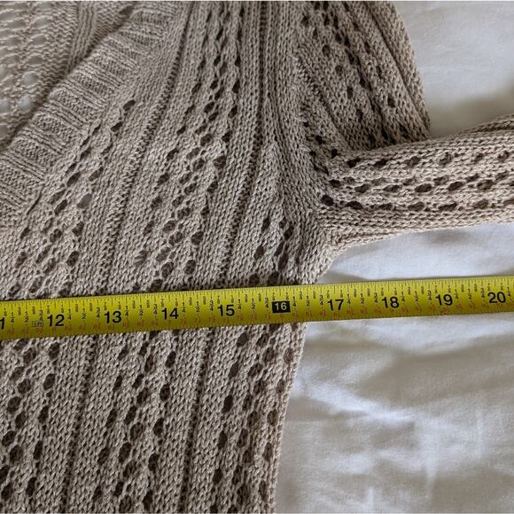 Alice + Olivia Tan/Taupe Open Knit Long Cardigan - Picture 5 of 6